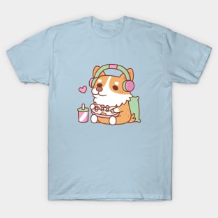 Cute Corgi Gamer Playing Video Game T-Shirt